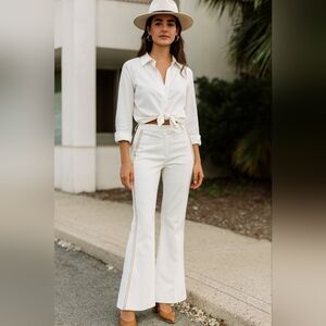 The Limited Drew Fit White Beaded Sequin Pants Size 10